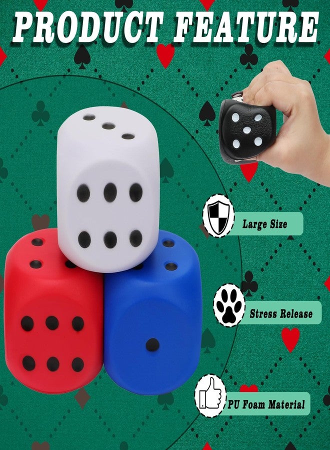HEYTIMI 4 PCS Jumbo Foam Dice - 2.36 Inch Soft 6 Sided Stress Relief Squeeze Game Dice for Family Fun, Classroom Activities, and Party Supplies (Multi Color) - Image 3